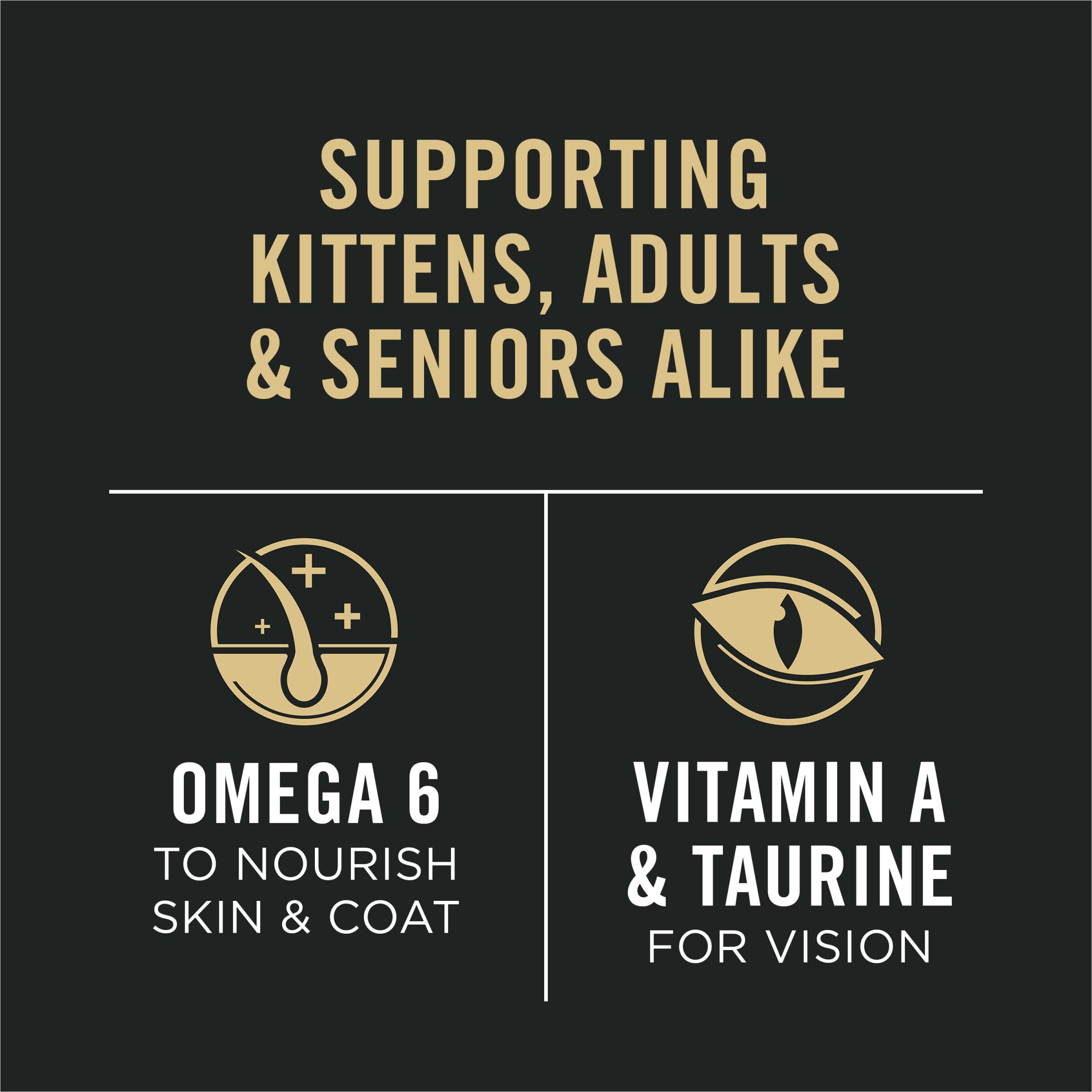 Purina Pro Plan Pâté humide au poulet, taurine et vitamine A soutiennent la vision.