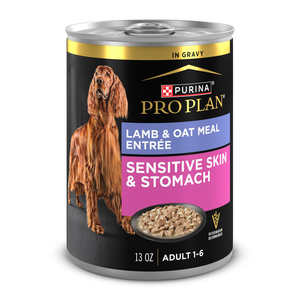Purina Pro Plan, boîte 375 g pour peau sensible et estomac, confort digestif potentiel.