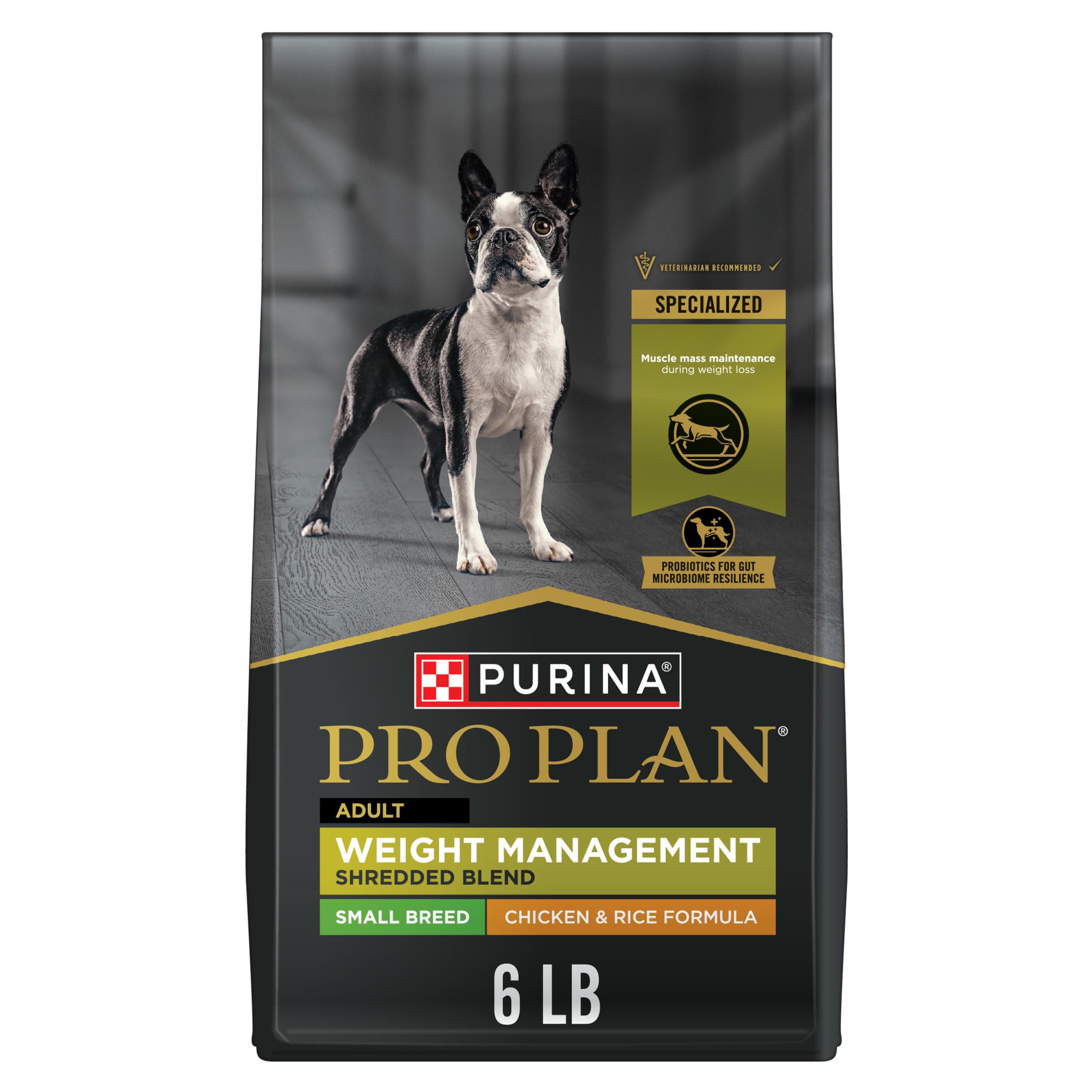 Purina Pro Plan Petit Chien croquettes emiettees poulet et riz, texture appétente.
