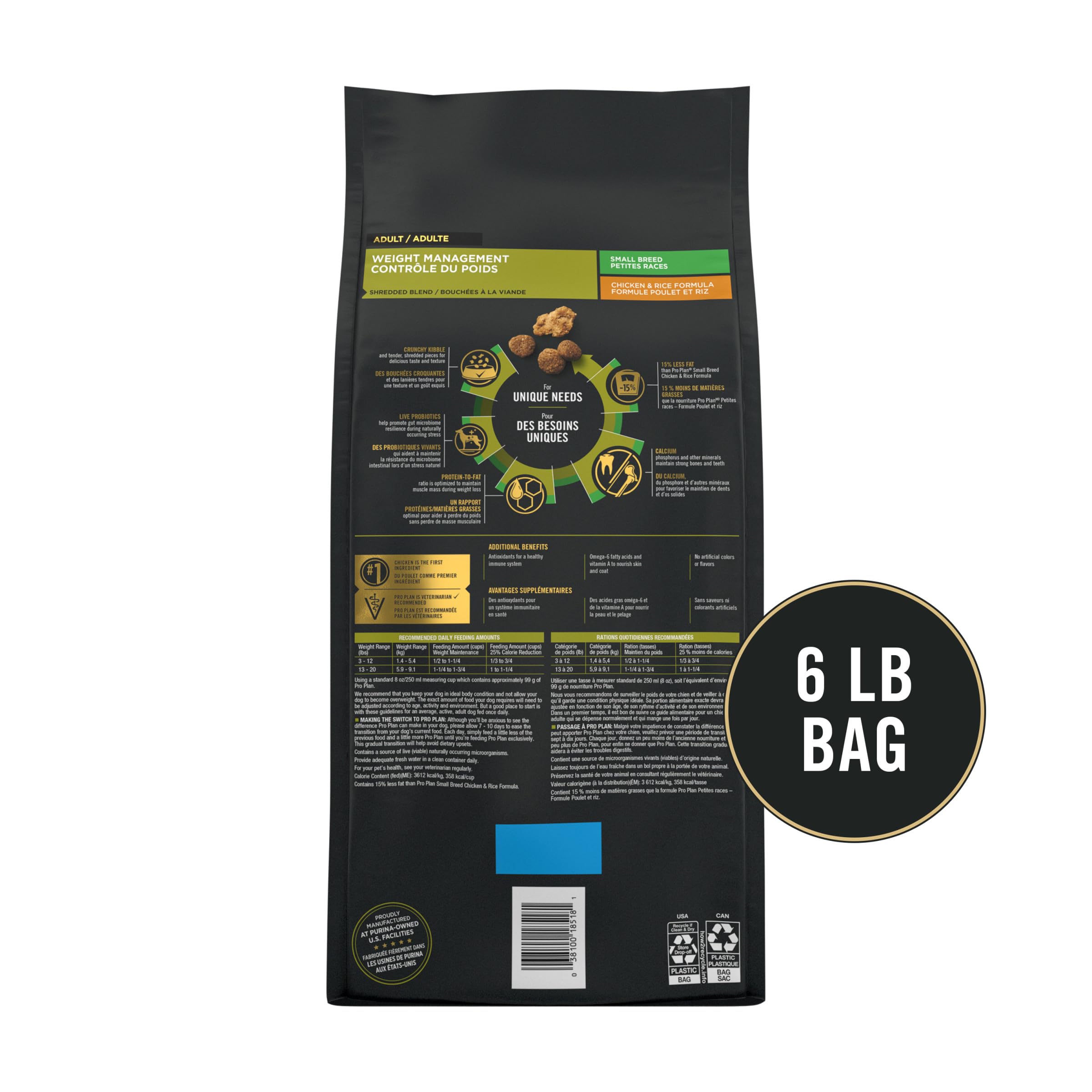 Purina Pro Plan Petit Chien probiotiques vivants garantis.