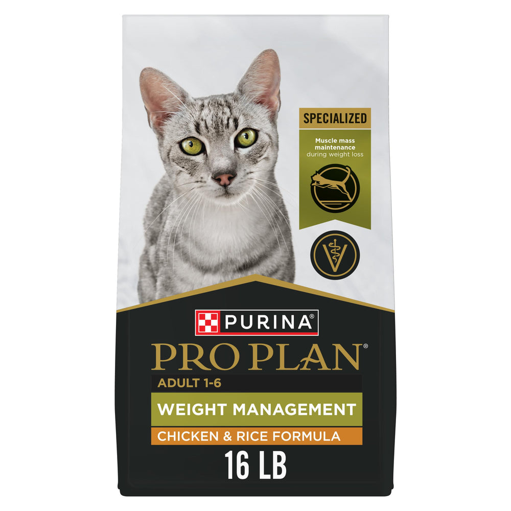 Purina Pro Plan Poids Gestion: croquettes chat poulet et riz.