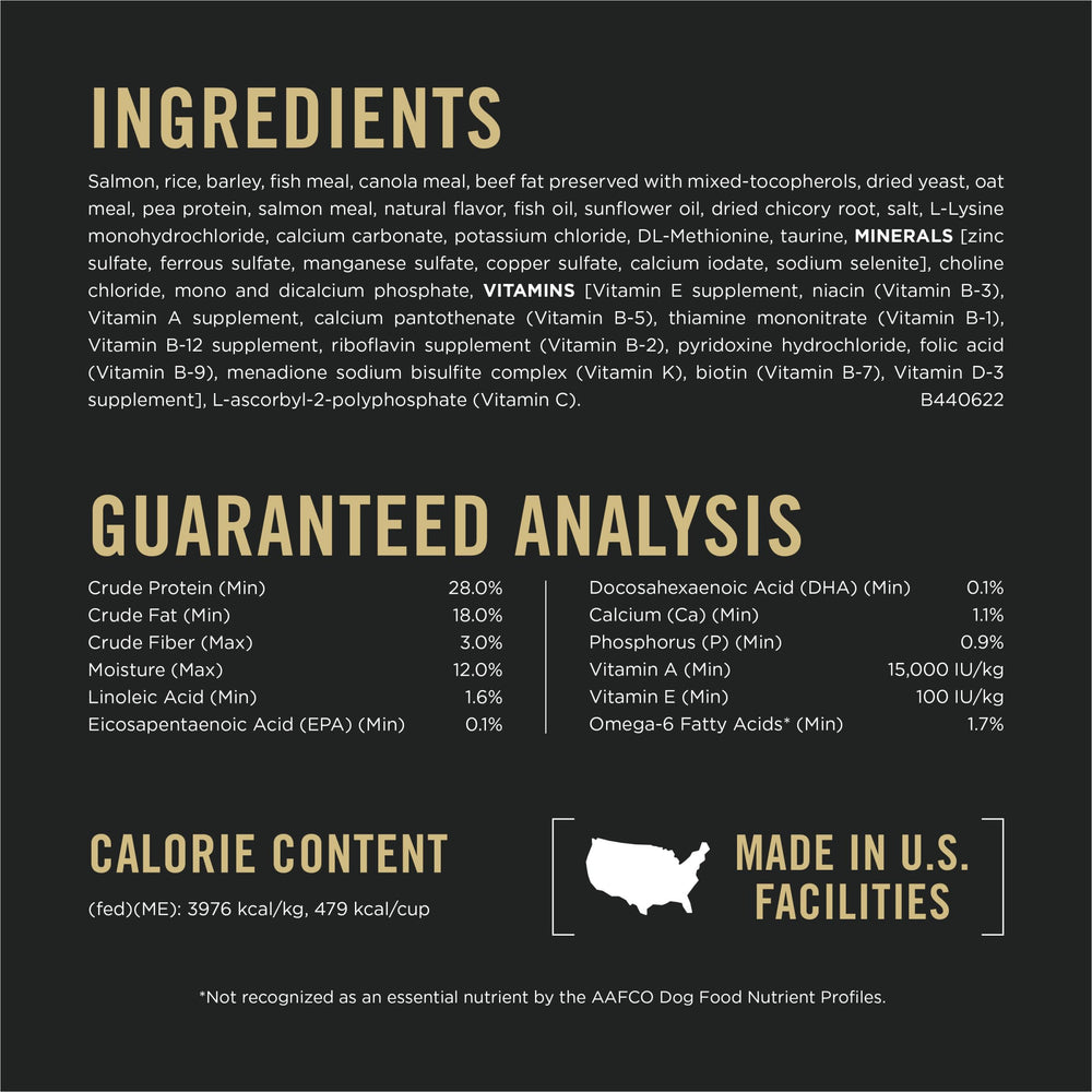 Purina Pro Plan Puppy Saumon Riz – oméga6 et vitamine A pour pelage sain.