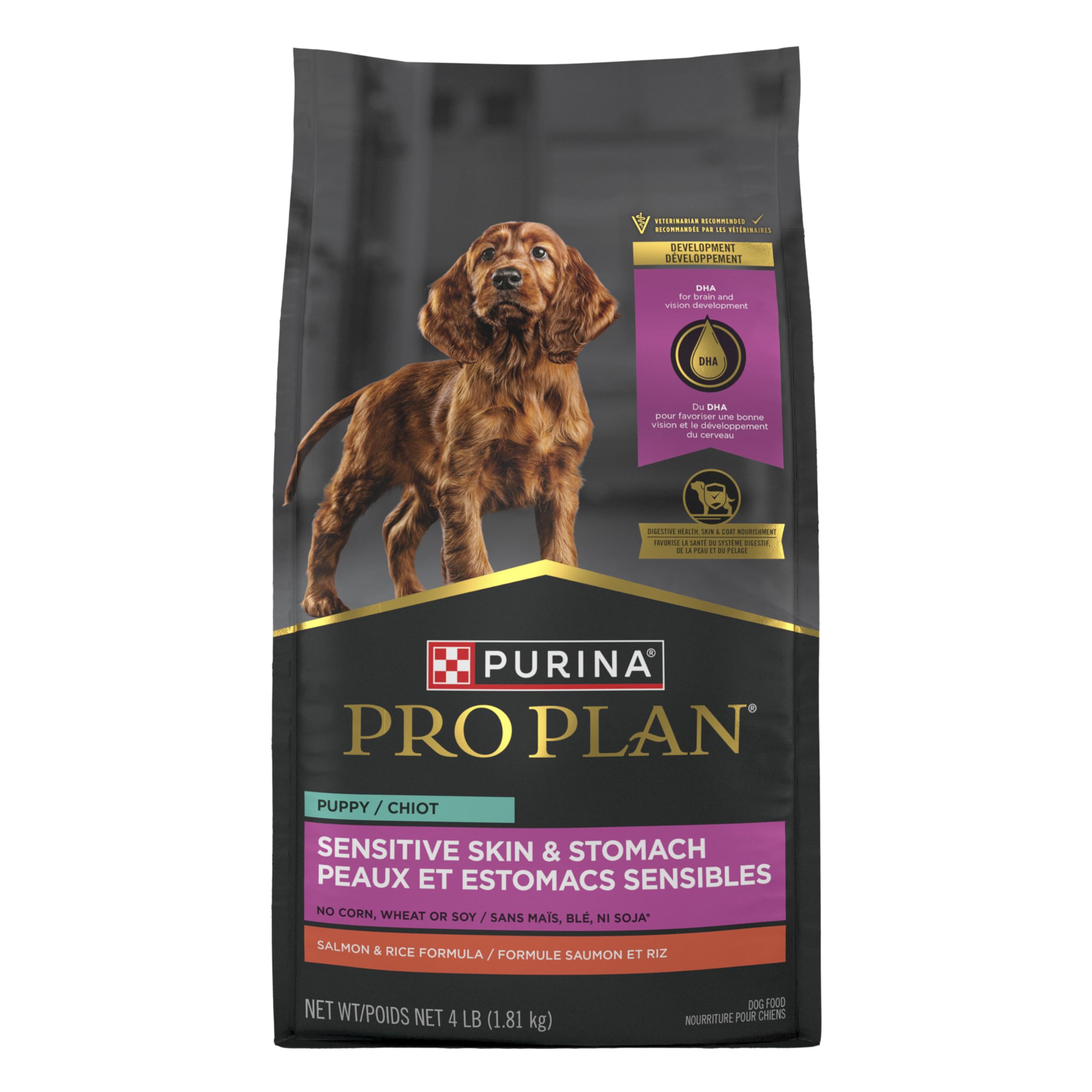 Purina Pro Plan Puppy Saumon Riz – probiotiques digestifs pour chiot en croissance.