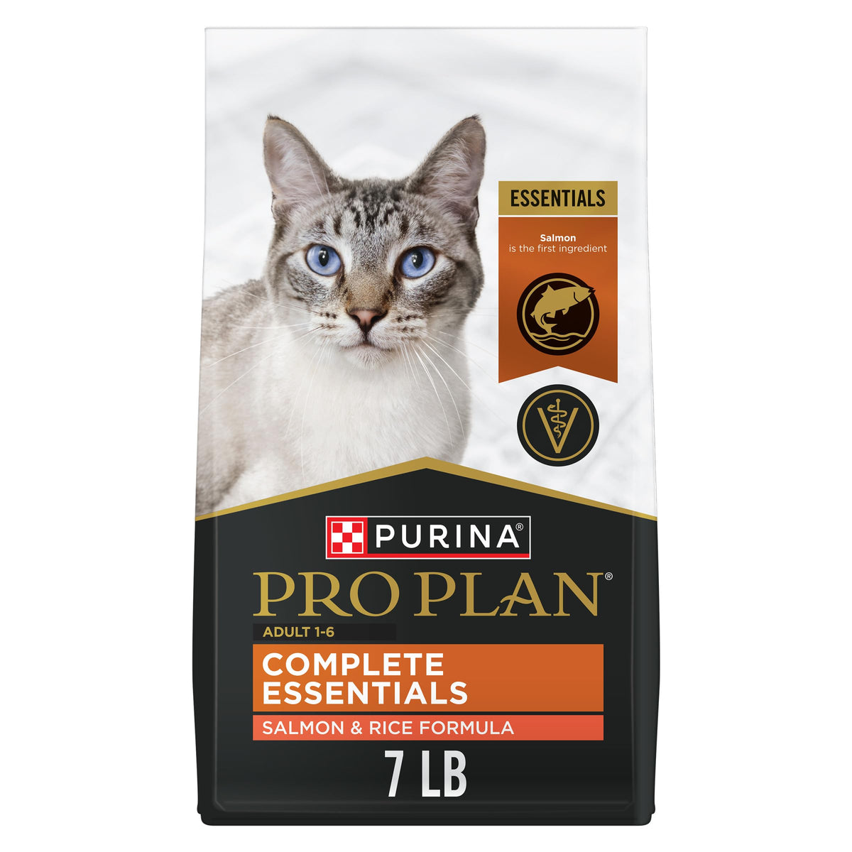 Purina Pro Plan saumon et riz, sac 3,2 kg, croquettes protéinées pour chats adultes.