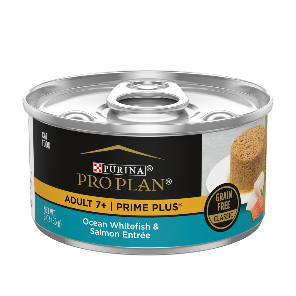 Purina Pro Plan Senior Chat Pâté emballage à ouverture facile pour simplifier les repas.