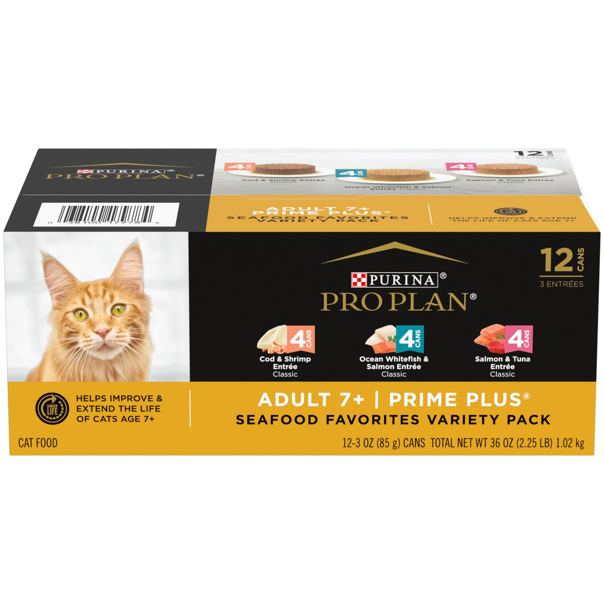 Purina Pro Plan Senior Pâté mer frais, texture crémeuse appréciée par les chats âgés.