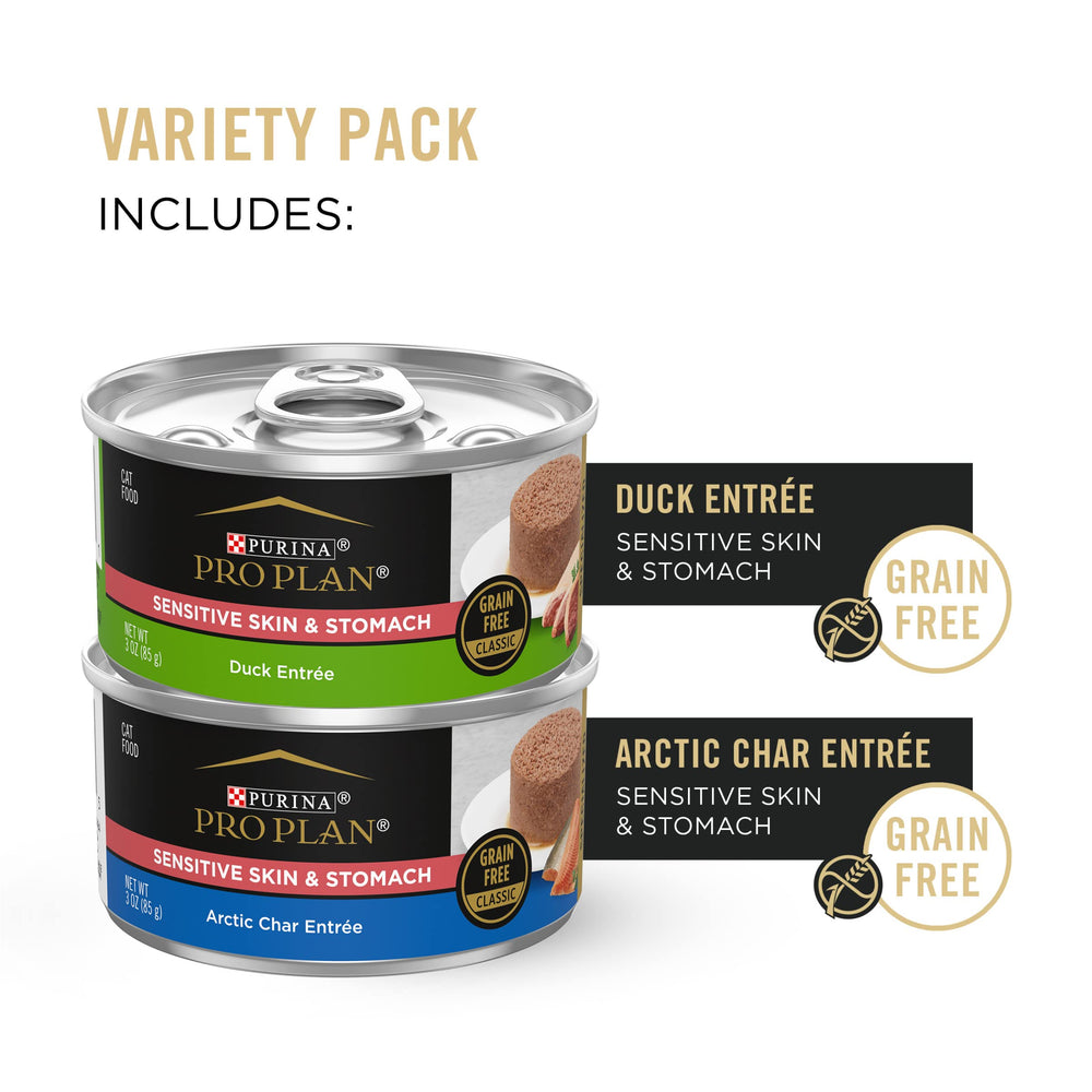 Purina Pro Plan Sensible Peau et Estomac, pâté au char arctique, soutien potentiel à la peau