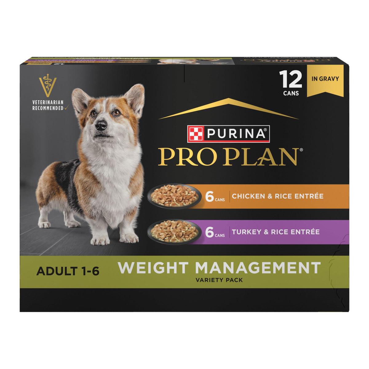 Purina Pro Plan Spécialisé: conserve poulet et riz en sauce, goût apprécié par les chiens.