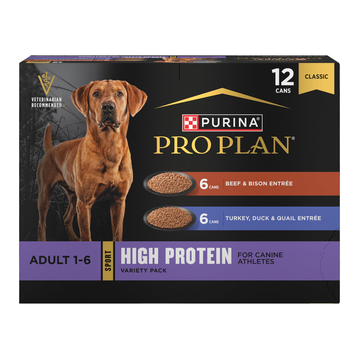Purina Pro Plan Sport bouchée boeuf et bison, idéale pour chiens actifs.