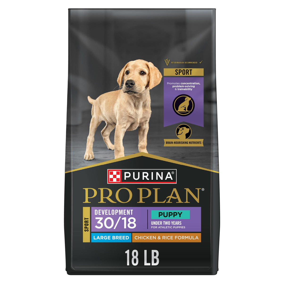 Purina Pro Plan Sport, premier ingrédient poulet pour chiot grande race.