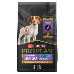Purina Pro Plan Sport Développement croquettes poulet et riz pour chiots actifs et concentrés.