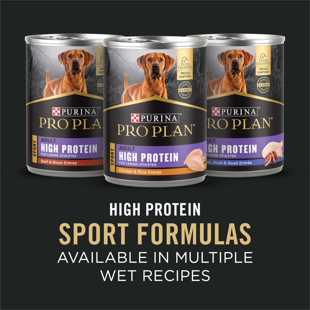 Croquettes Purina Pro Plan Sport Performance riches en antioxydants pour le système immunitaire.