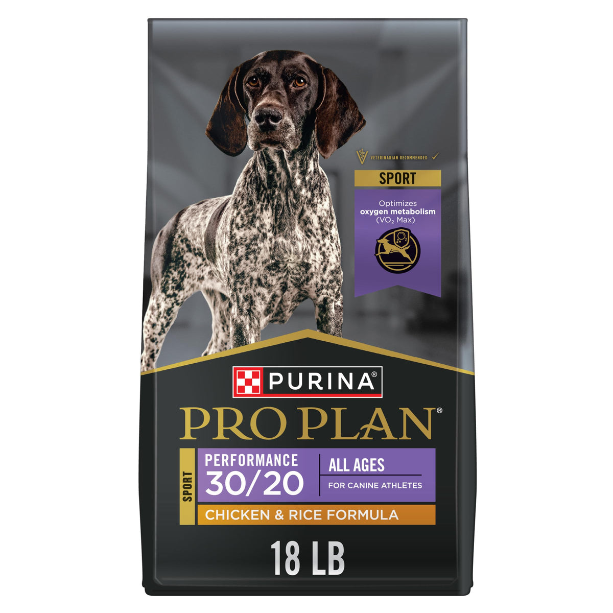 Sac Purina Pro Plan Sport Performance au poulet et riz, idéal pour chiens actifs.