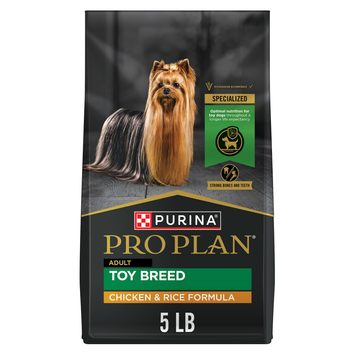 Purina Pro Plan Toy Breed with poulet et riz, sac 5 lb, croquettes adaptées.