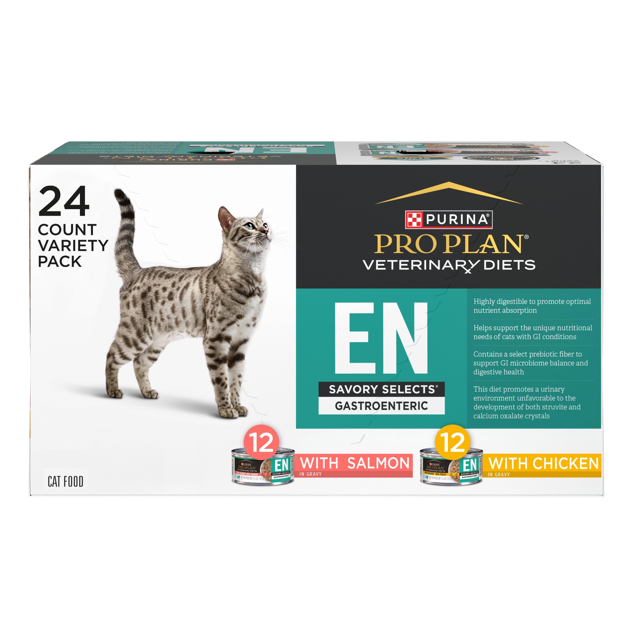 Purina Pro Plan Veterinary Diets gastro-entérologique chat en sauce, pack de 24 boîtes pour alimentation variée.