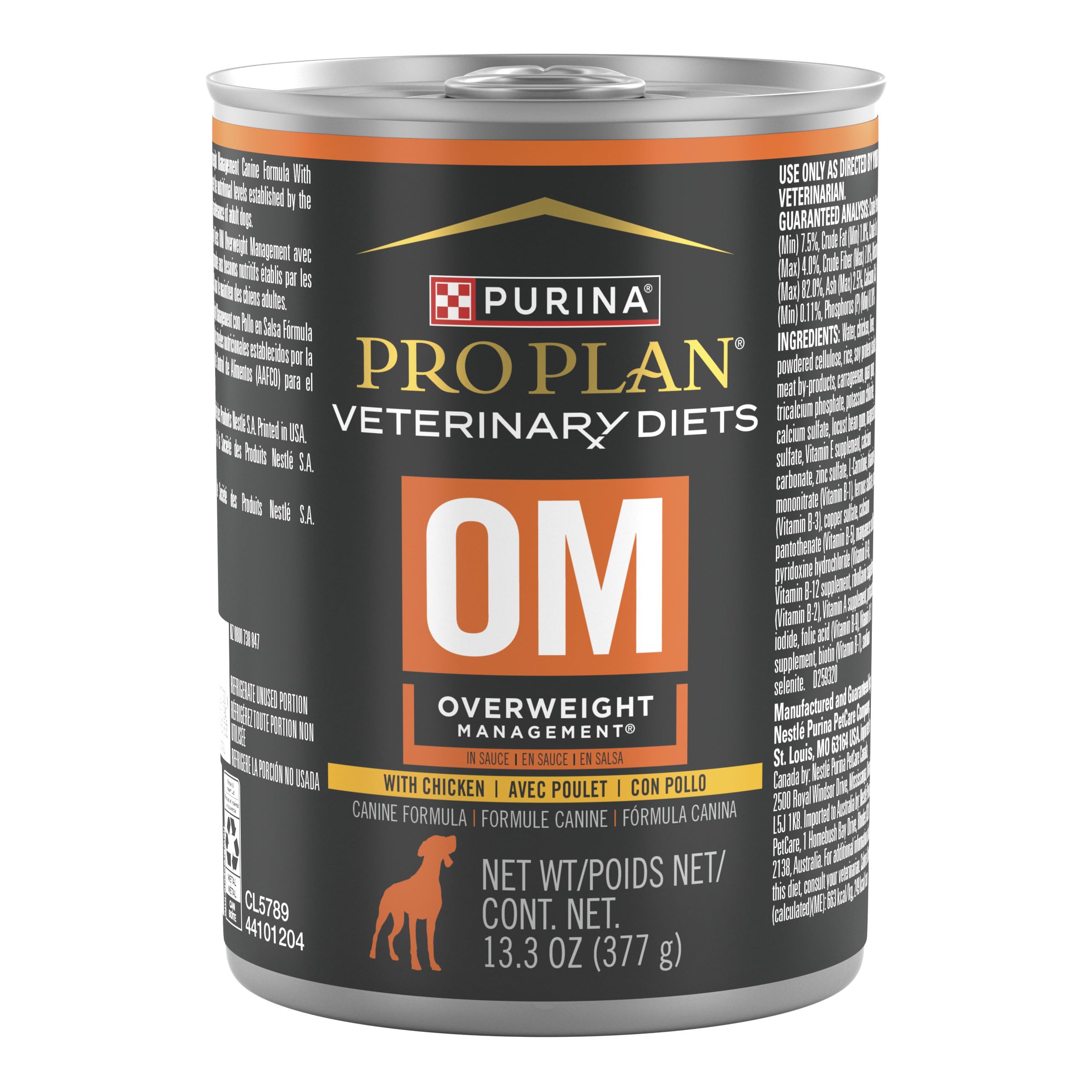 Purina Pro Plan OM, boîte 13,3 oz prête à servir au chien, contrôle poids potentiel.