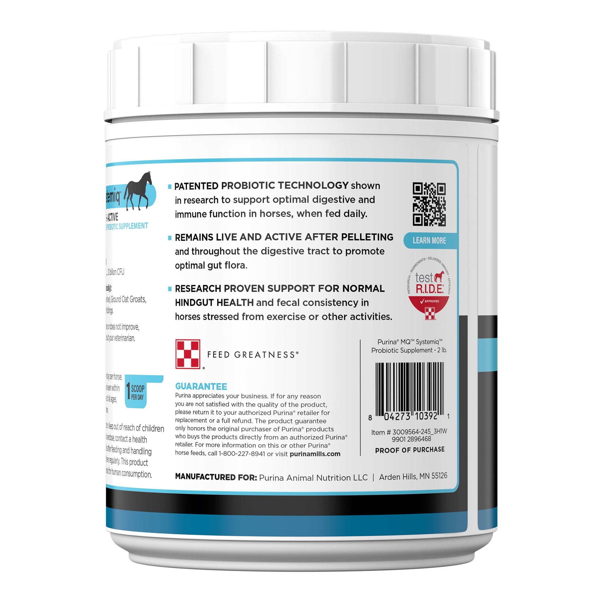 Purina SystemIQ Probiotique Cheval – emballage poudre pratique et léger