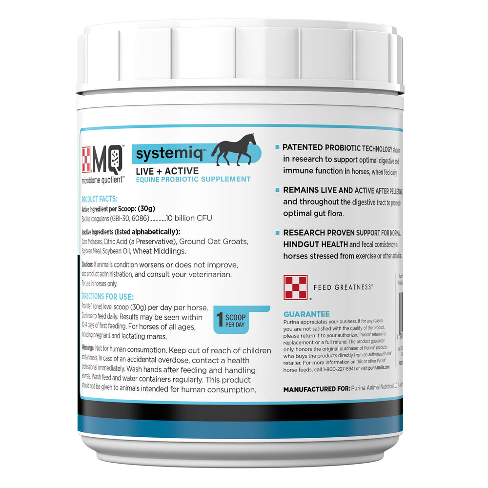 Purina SystemIQ Probiotique Cheval – étiquette claire et pratique pour une utilisation quotidienne