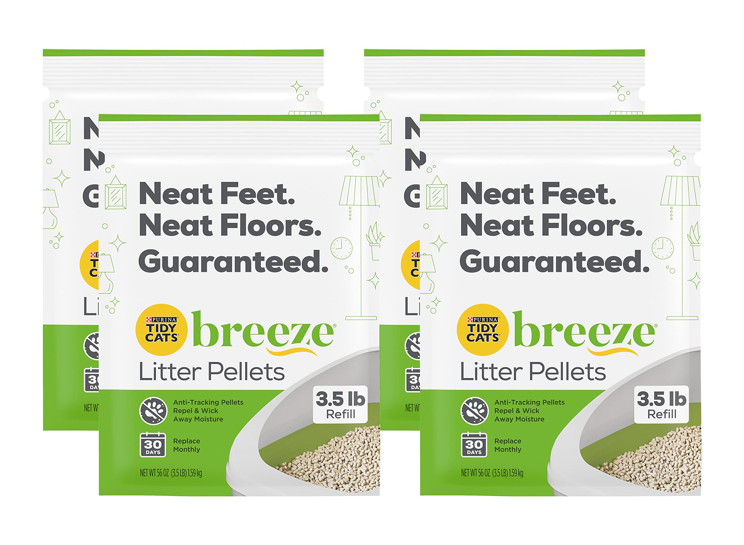 Purina Tidy Cats Breeze Pellets pack 4, facile à ranger et à utiliser.