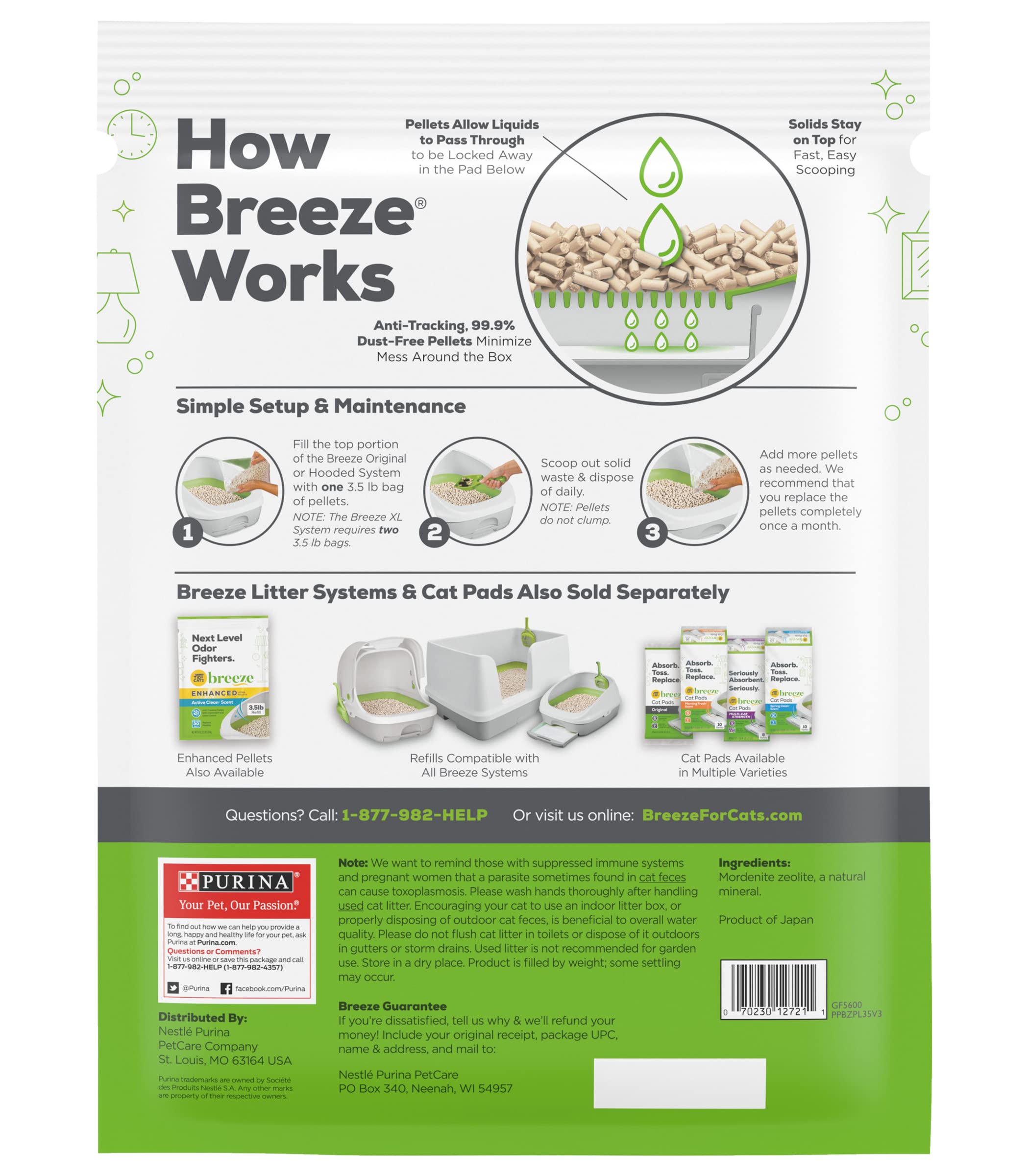Purina Tidy Cats Breeze Pellets en papier recyclé, solution éco-responsable pour chats.