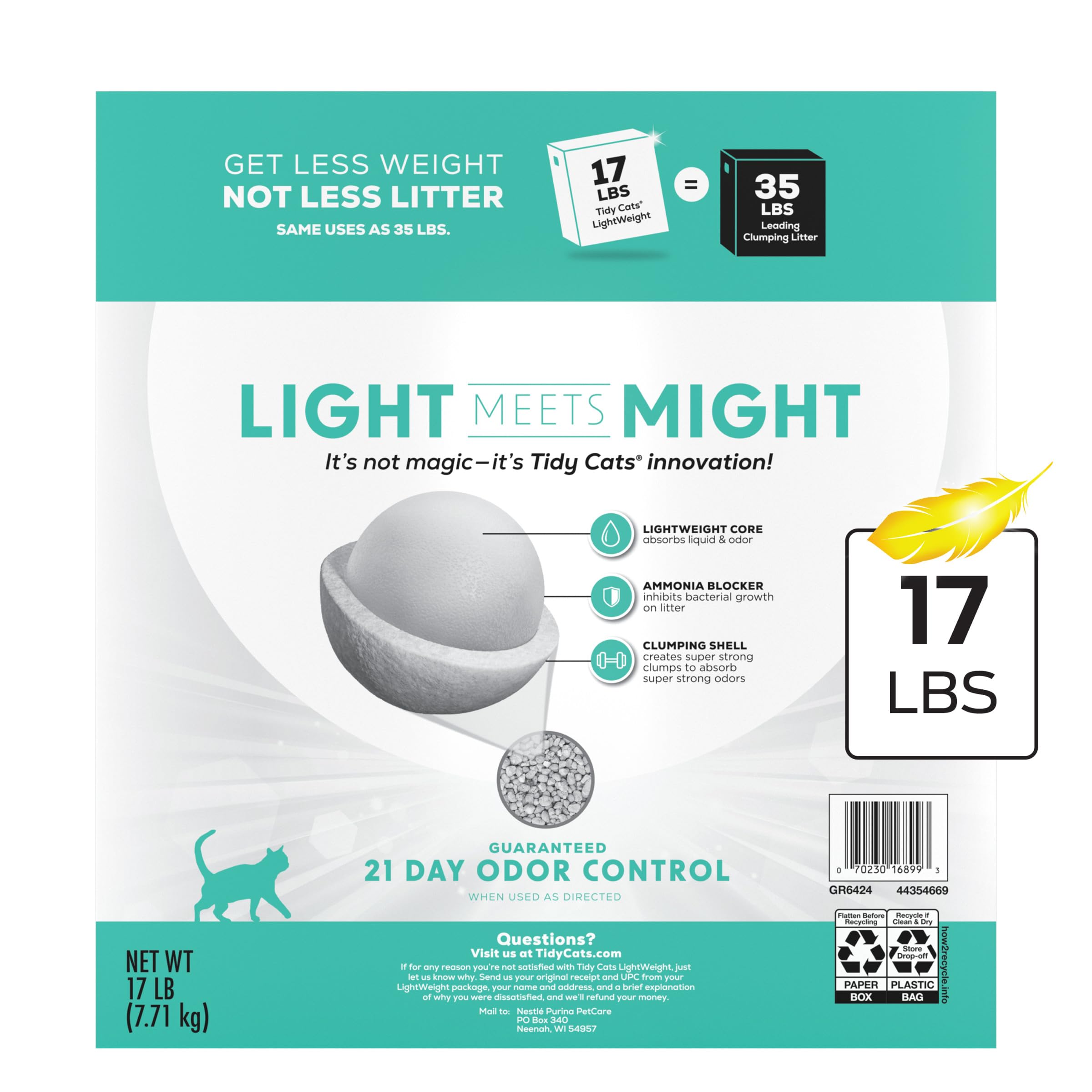 Purina Tidy Cats LightWeight Free and Clean, idéal pour familles multi-chats.