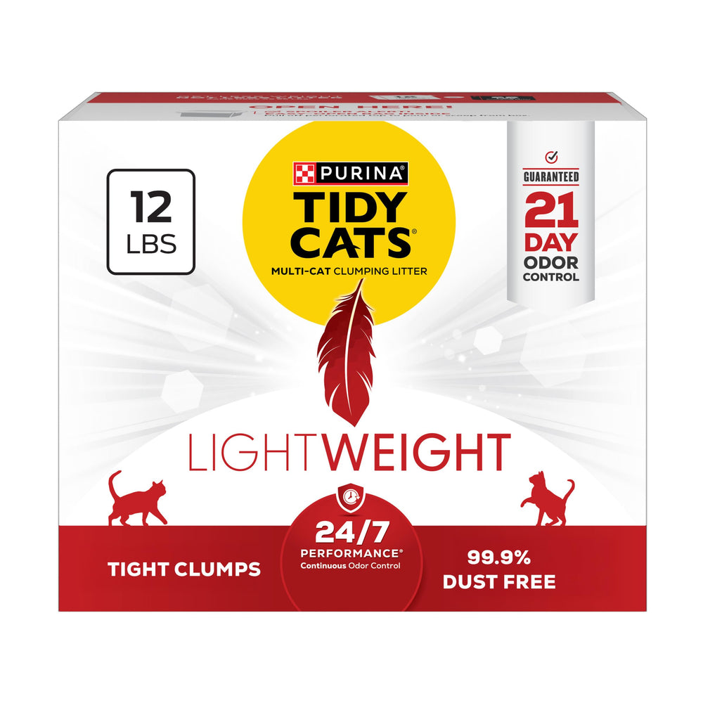 Purina Tidy Cats Lightweight 24/7 emballage pratique, facile a manipuler.