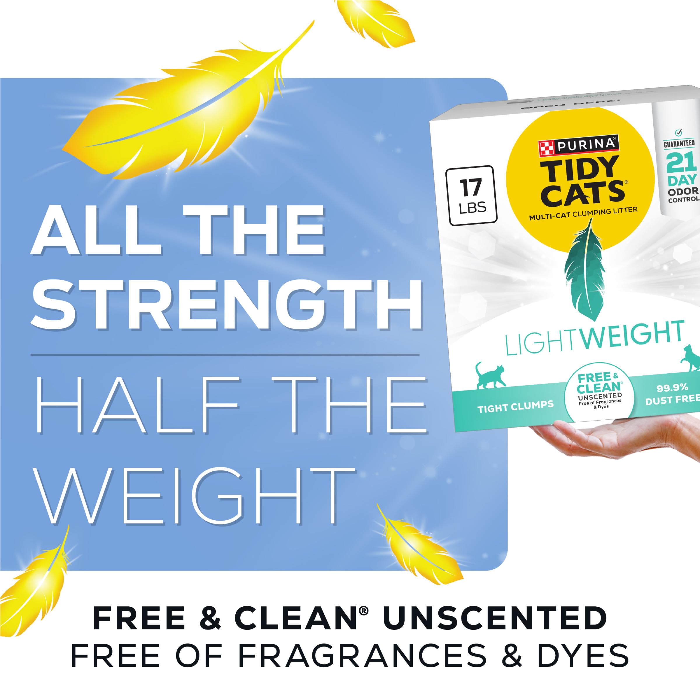Purina Tidy Cats LightWeight Free and Clean, charbon actif pour neutraliser les odeurs.