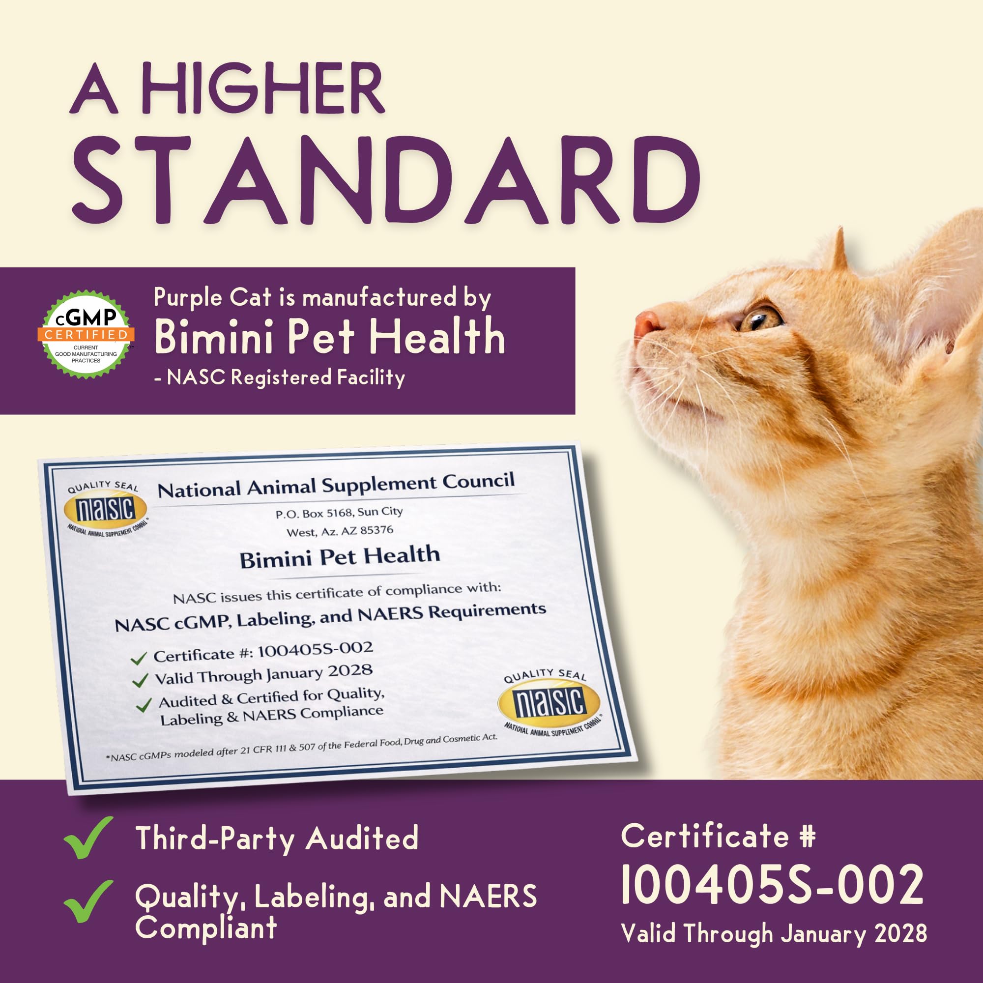 Purple Cat Feline Biome: production-etats-unis garantissant qualité et traçabilité