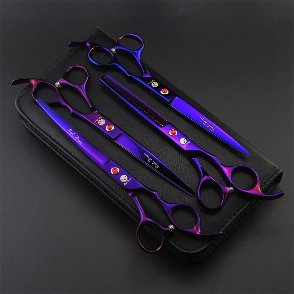 Ciseaux silencieux Purple Dragon, toilettage doux pour animaux sensibles.