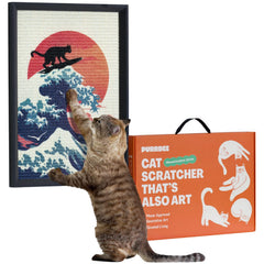 PURRDEE Cat Wave grand 14x20 mural: grattage intégré et décoration murale.