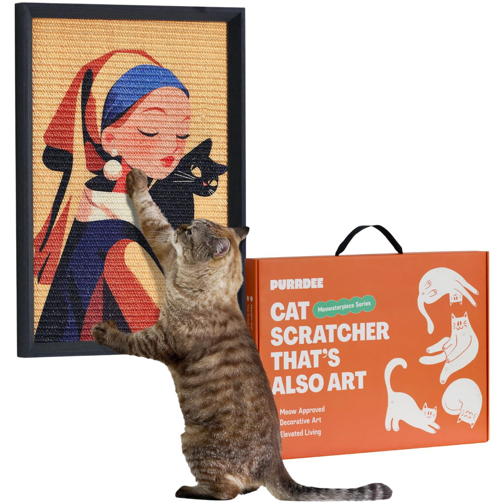 PURRDEE tableau chat griffage mural, décor chic pour salon