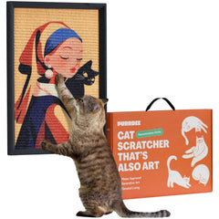 PURRDEE tableau chat griffage mural, décor chic pour salon
