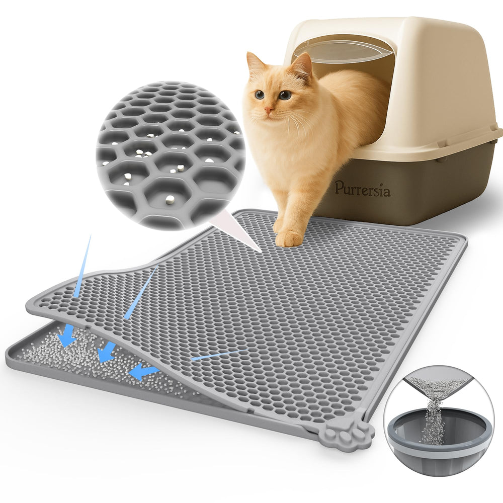 Purrersia tapis litière silicone 24x15 anti-déversement, sols propres