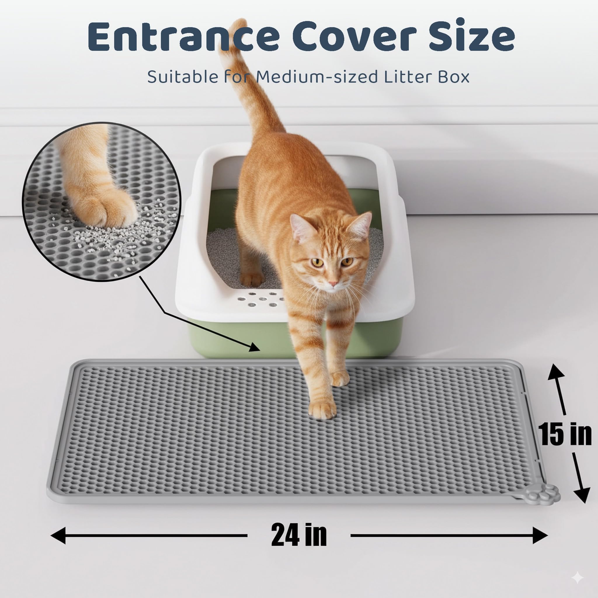 Purrersia tapis litière silicone lavable, facile a nettoyer en machine