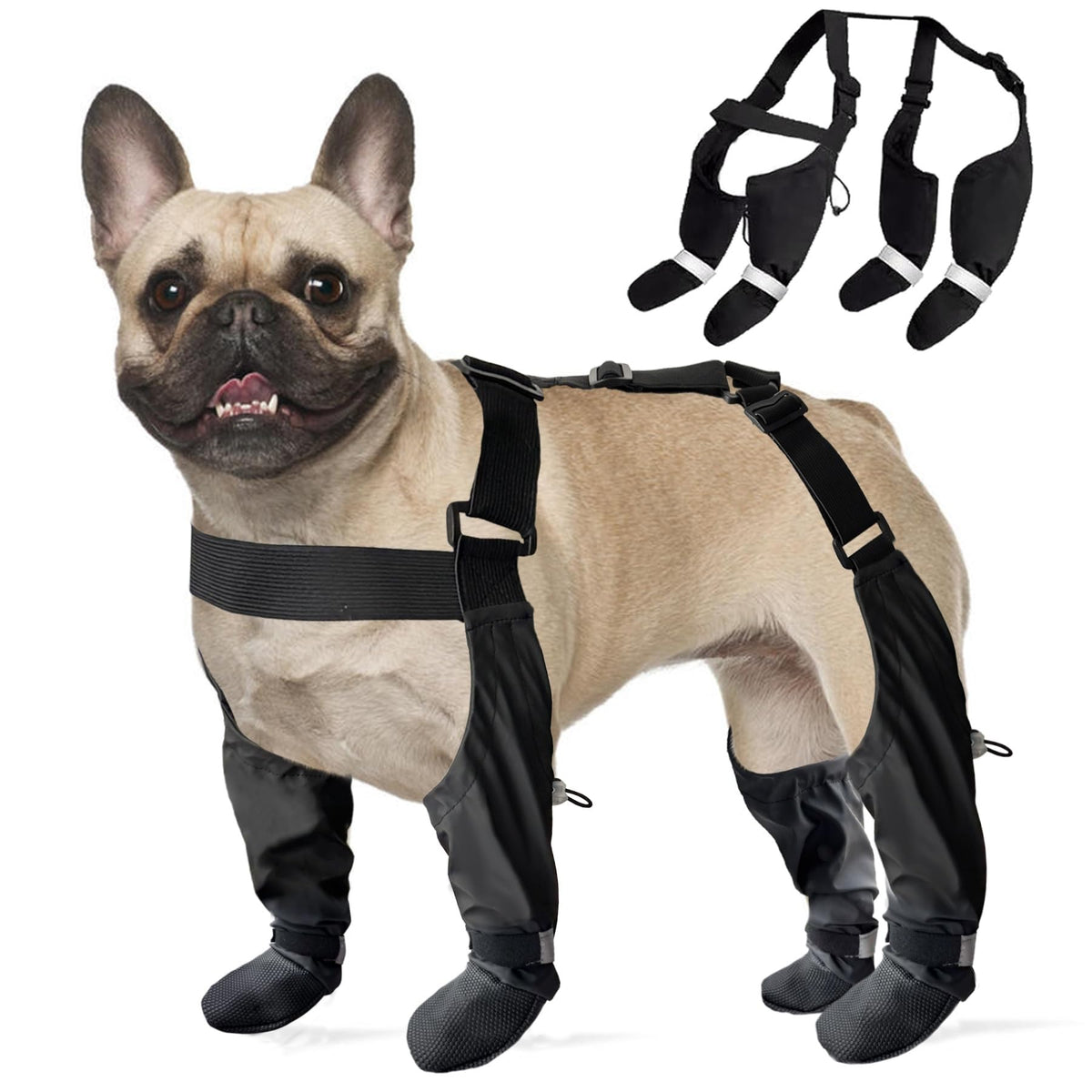 Bottes PurrHug avec bretelles etanches protègent les pattes lors des balades.