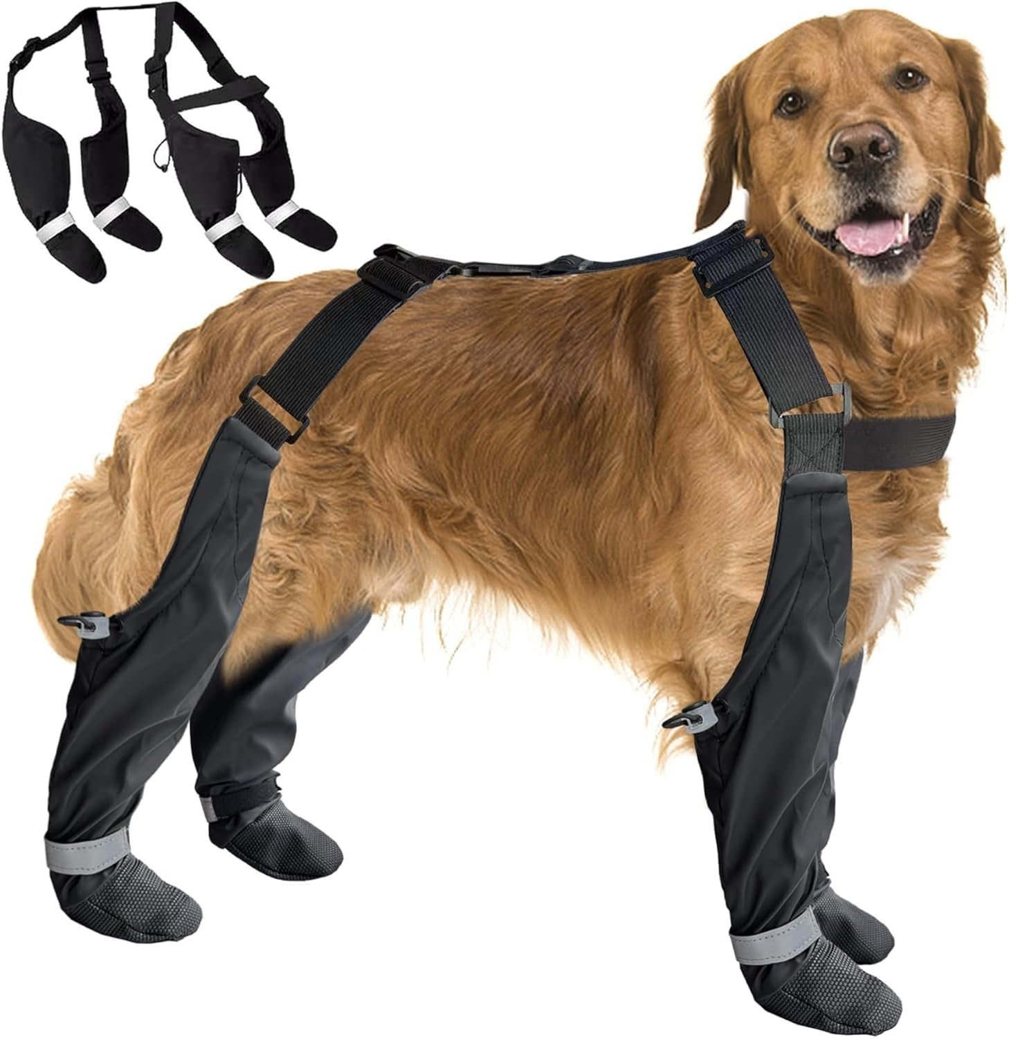 PurrHug bottes chien bretelles imperméables pour stabilité sur sols mouillés.