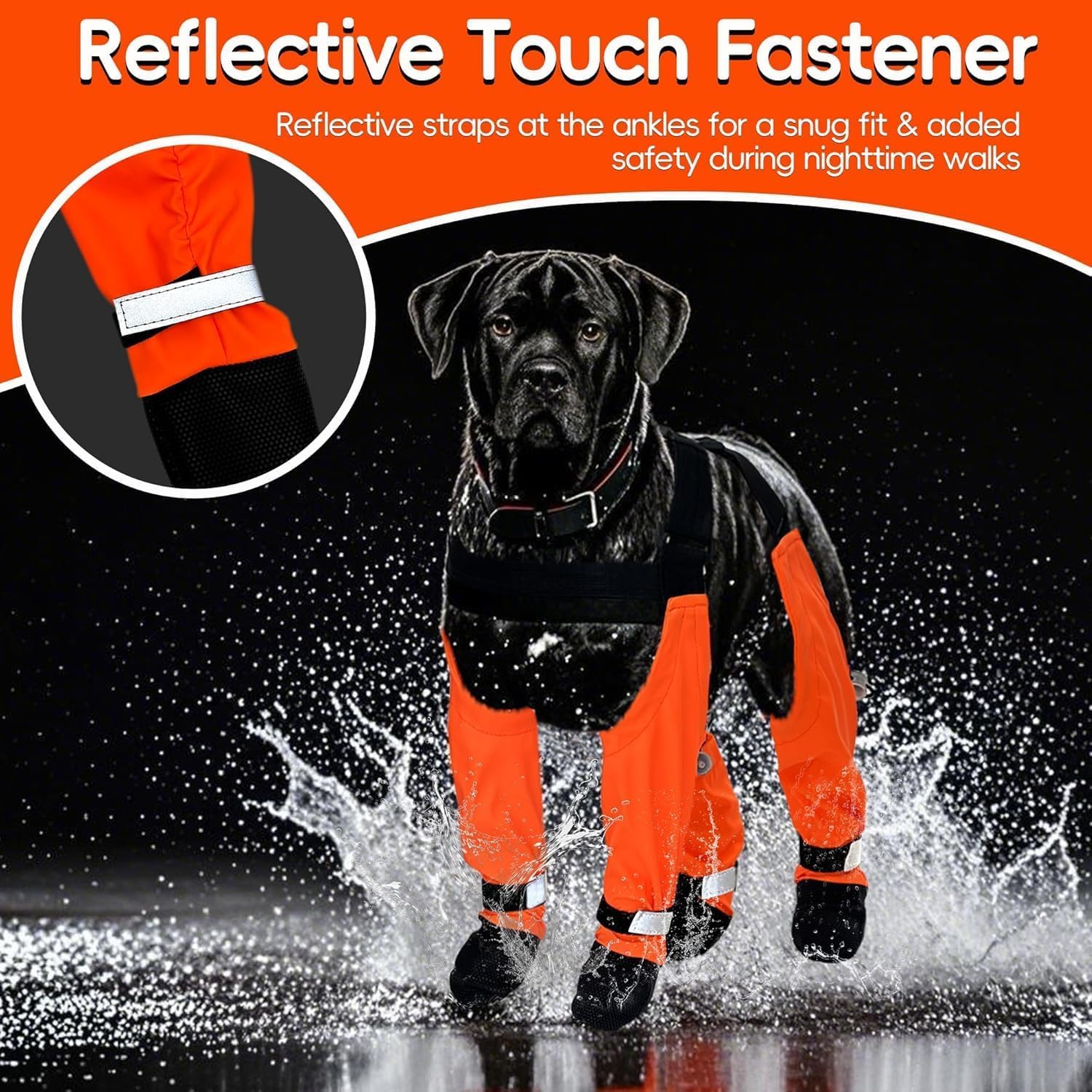 PurrHug bottes chien XL orange, taille adaptee pour grands chiens.