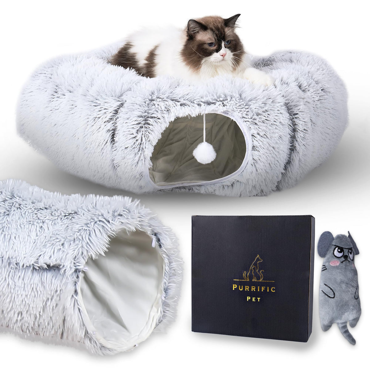 Purrific Pet Tunnel en forme de beignet: confort et cachette pour chat