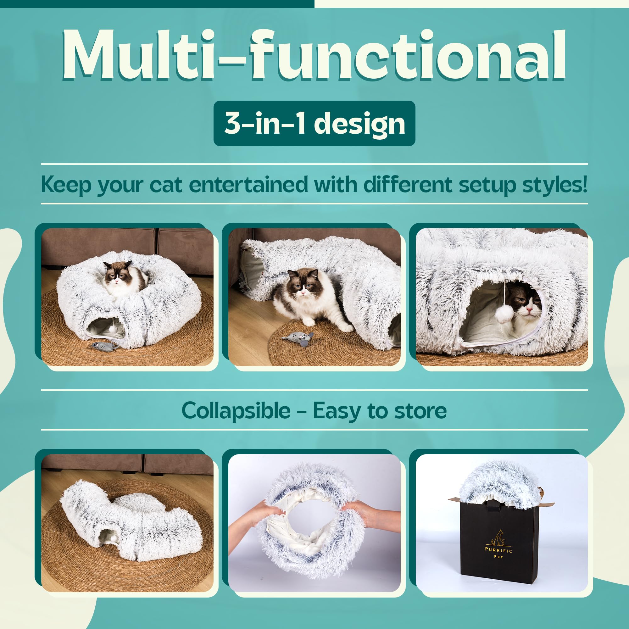 Purrific Pet Tunnel ensembles configurables: adaptabilité à votre espace