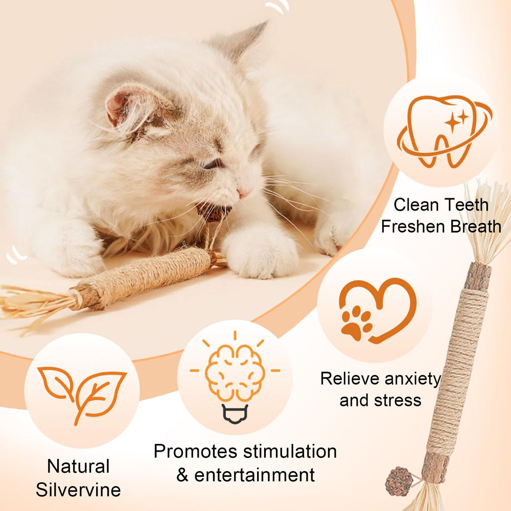 Purriq bâtons dentaires argentés, texture unique pour mâcher et explorer