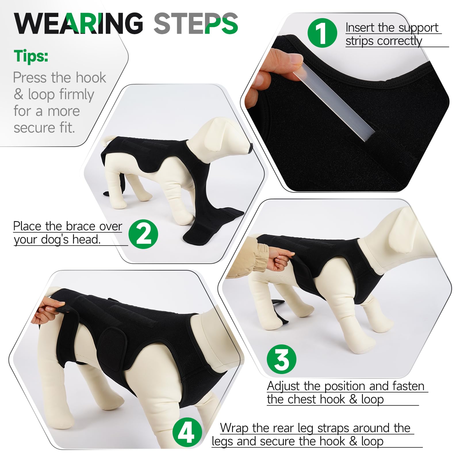 Cinq bandes plastiques amovibles pour un maintien personnalisable.