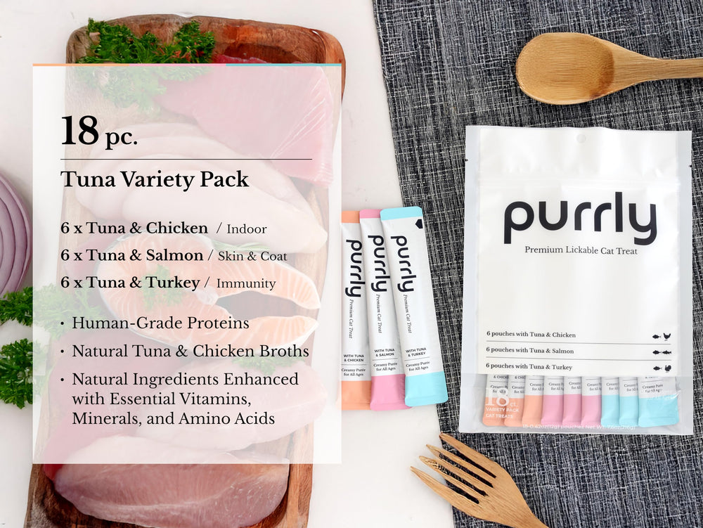 Purrly ingrédients sans additifs, chat en alimentation transparente et sûre.
