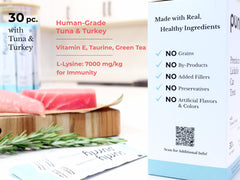 Ingrédients sans additifs Purrly : qualité transparente et sûreté.