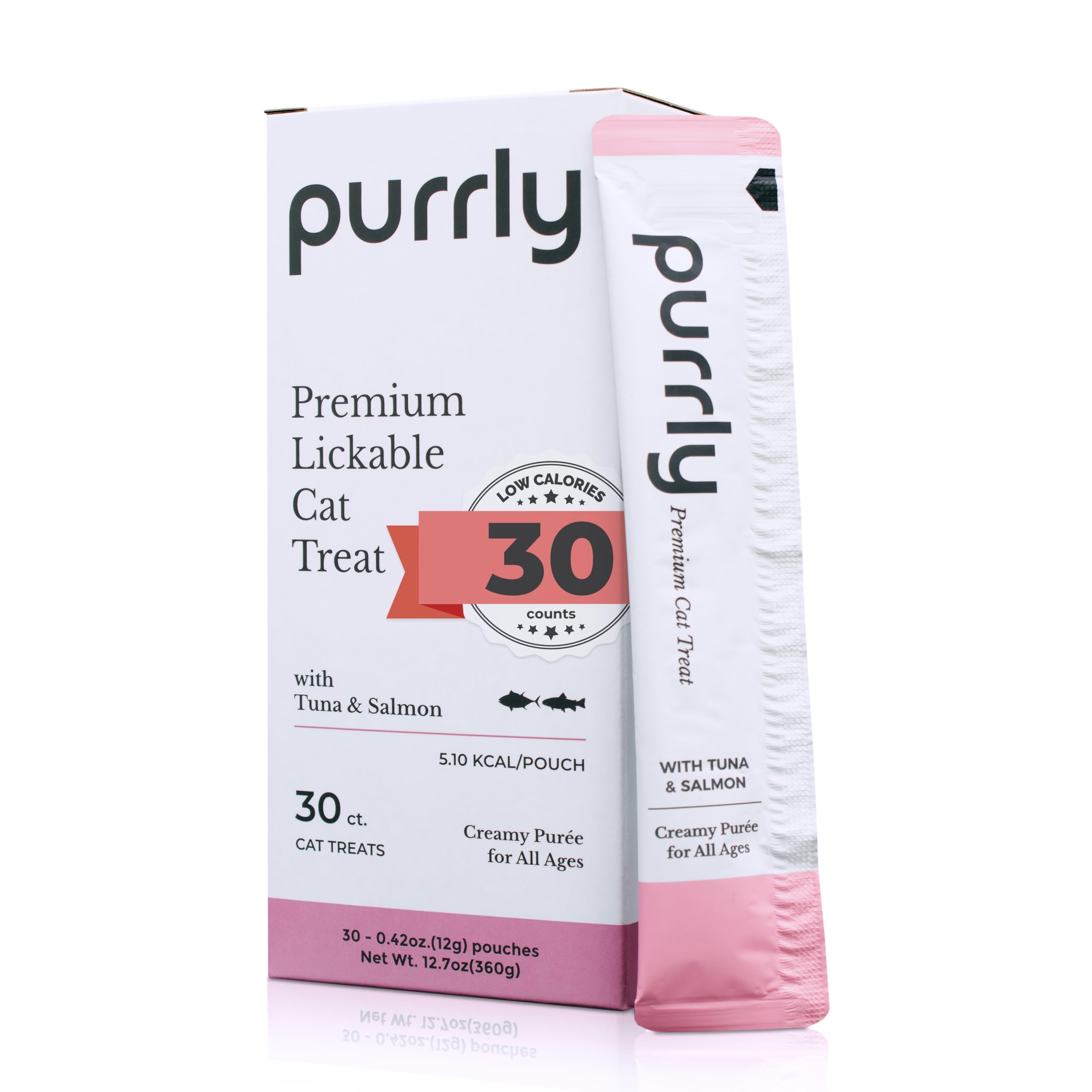 Purrly en poche pâte chat thon-saumon crèmeuse pour hydratation et plaisir.