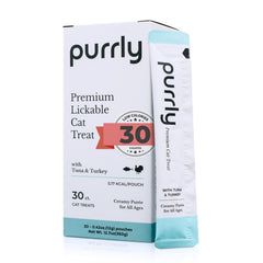 Friandise Purrly sachet delice thon dinde pour chat exigeant.