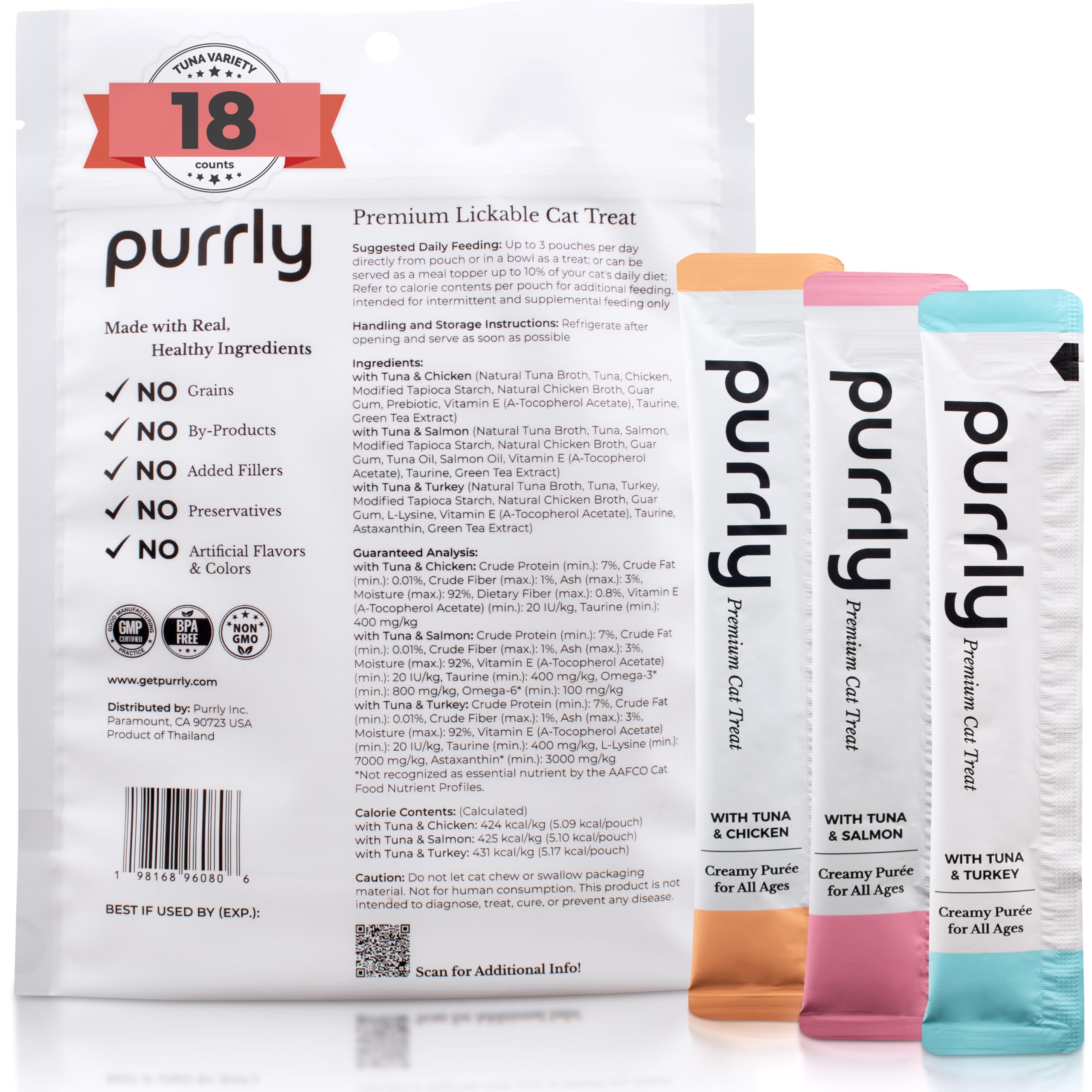Purrly sachet pratique et refermable, portion idéale pour chaque dégustation.