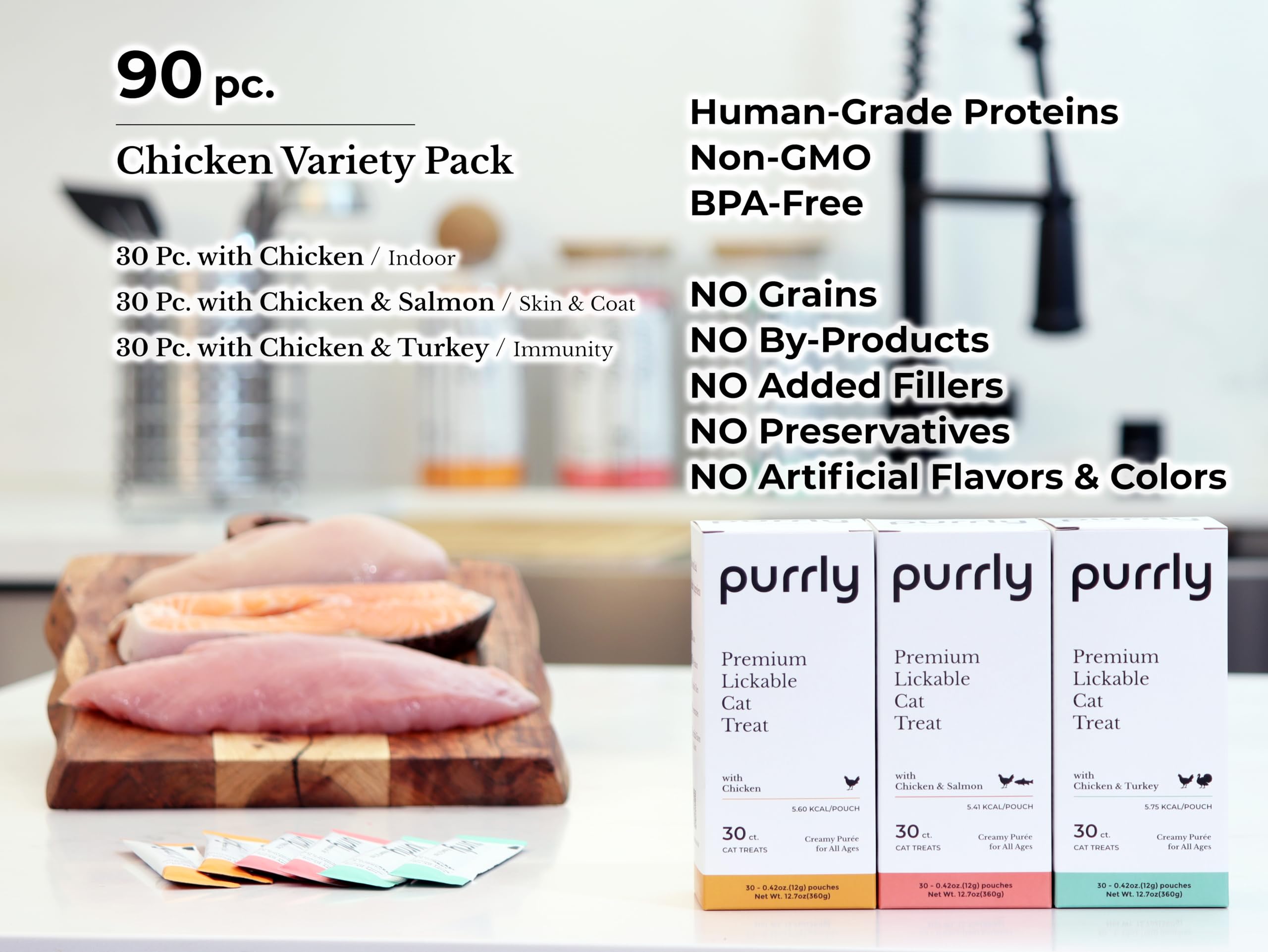 Purrly Sachet Purée Chat : arôme invitant et portion pratique pour le snack.