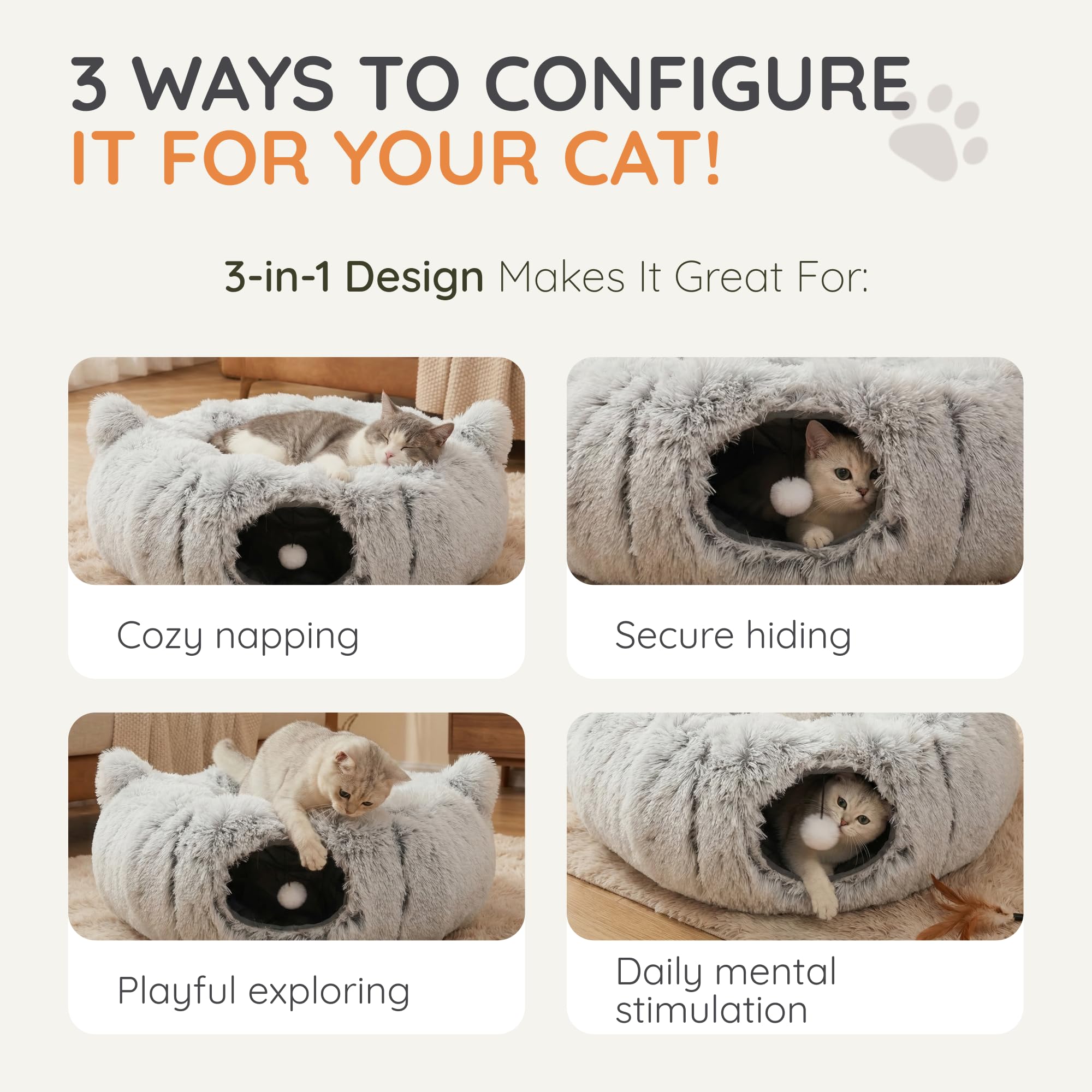 Purrpuff tissu ultra-doux assure un confort pendant les jeux