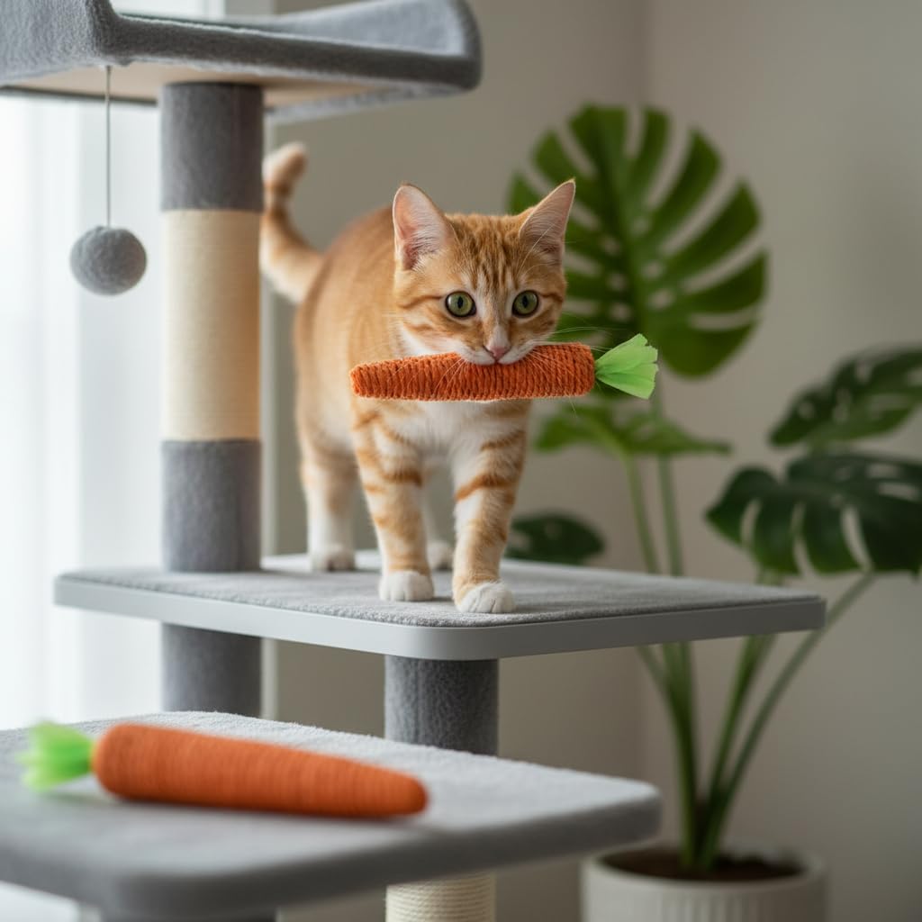 PurYupearl carotte orange, chat-jouet stimule jeu quotidien.