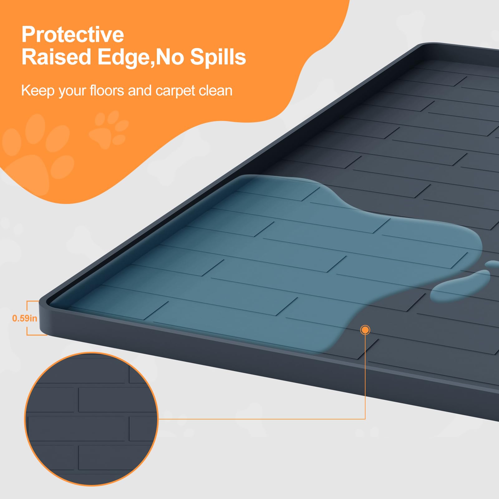 PUWANJILI silicone non-glissant pour chien, plateau stable pendant la propreté.
